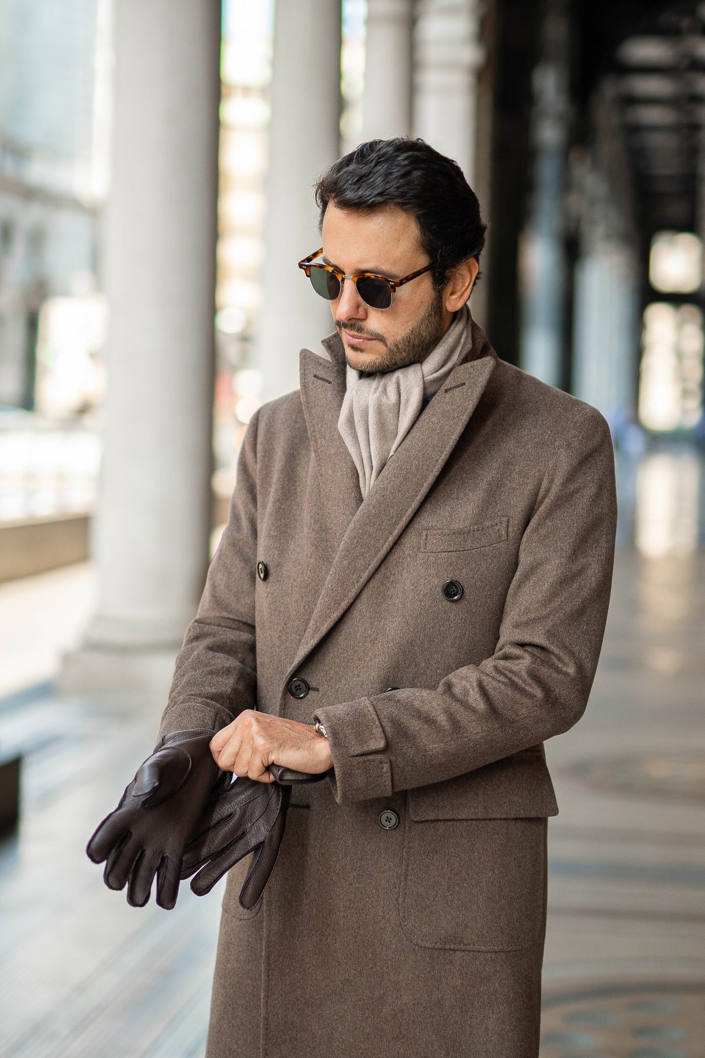 Loro Piana 羊毛灰褐色 Polo 衫——意大利制造