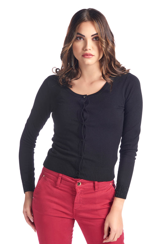 袖口水钻 BOOTHGHIMI/A 宝石纽扣短款开衫