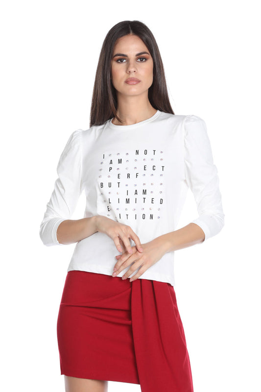 ARCTUNUS 3/4 袖 T 恤,带印花和凸圆形应用