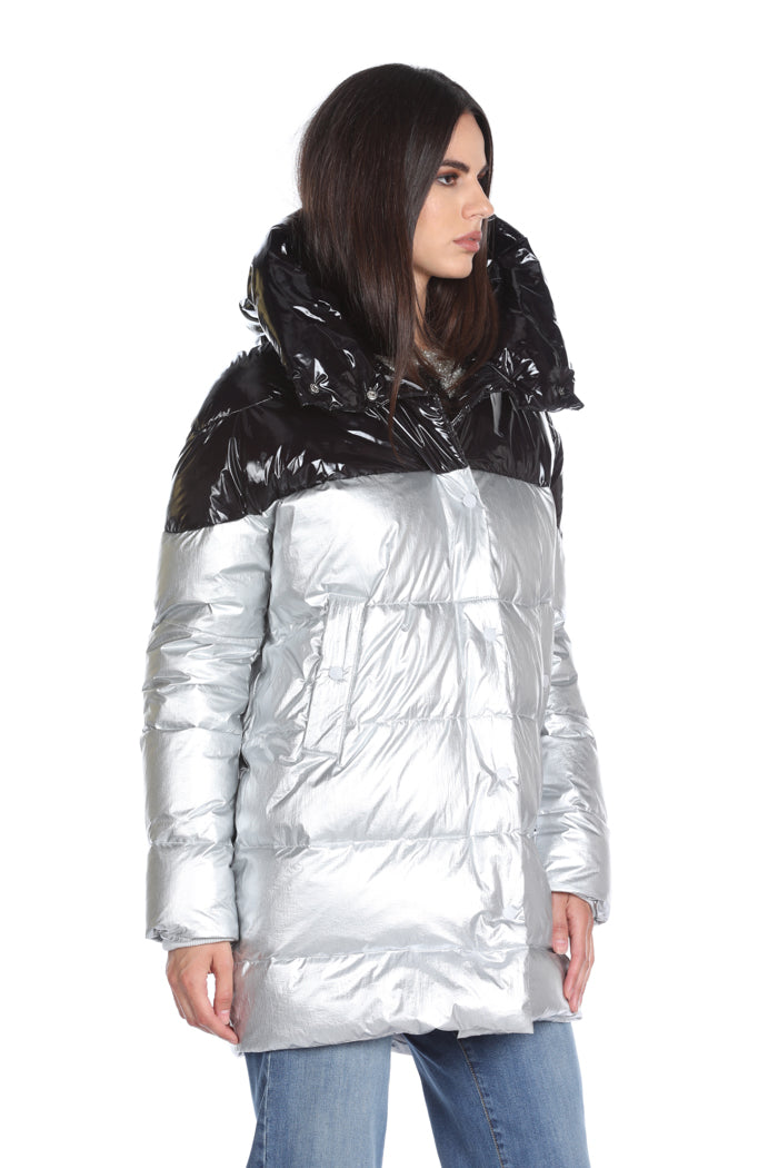 EXTREME/A 长袖羽绒服连帽加双色调超大口袋