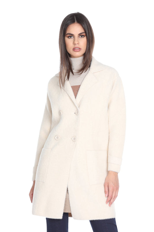 ANNOU 毛纱贴袋双排扣长袖大衣