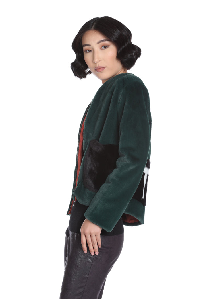HEDDA 生态毛皮短袖长袖带拉链和口袋