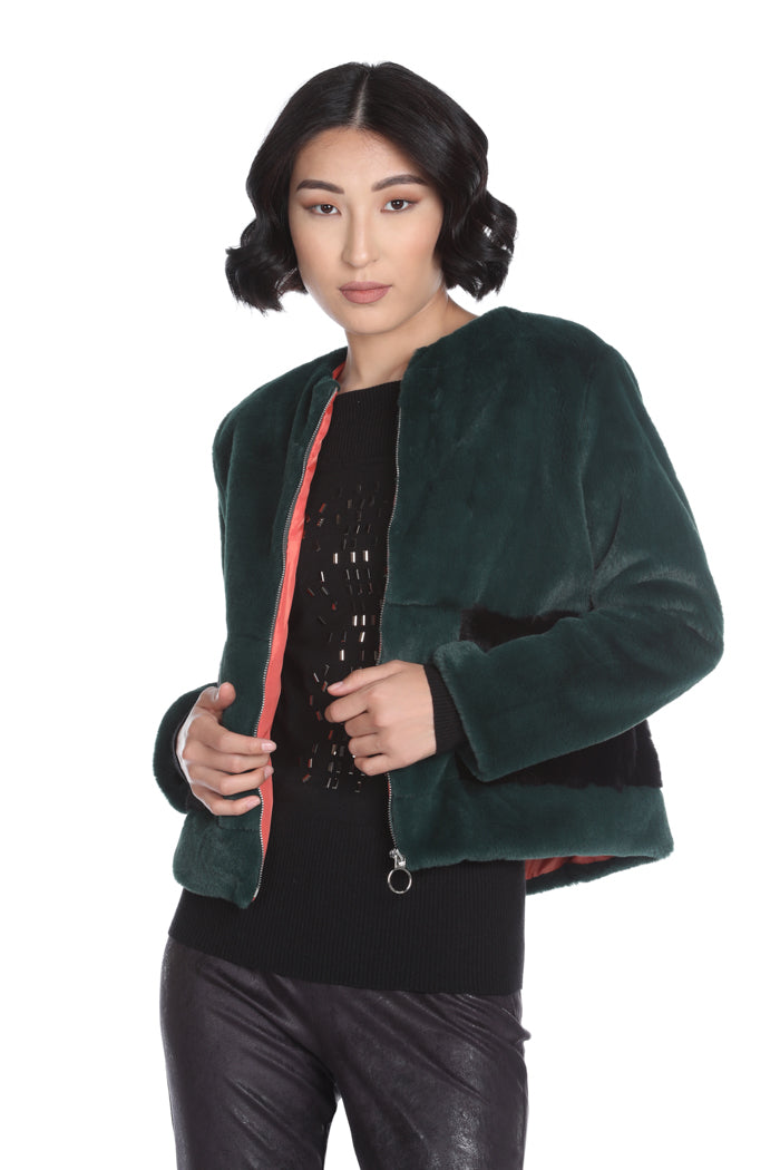 HEDDA 生态毛皮短袖长袖带拉链和口袋