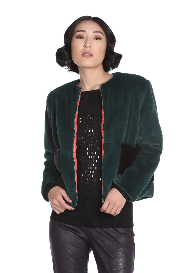 HEDDA 生态毛皮短袖长袖带拉链和口袋
