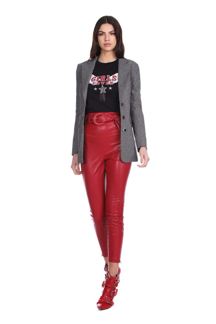 SERITUT 半袖 T 恤印花加星星应用水钻加头发加链条