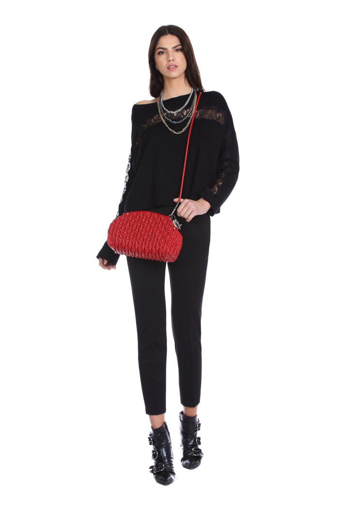 VENRT 包带肩带加卷边加铆钉加人造皮革标志字母吊坠