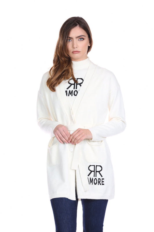 长袖 DIRTENZ 开衫有口袋加腰带加爱心提花