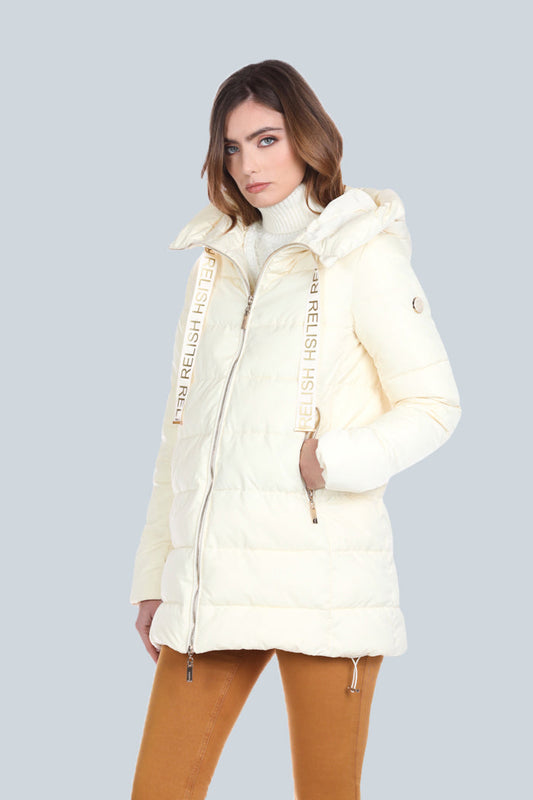 长袖 BERTYY 羽绒服,带拉链加兜帽加抽绳