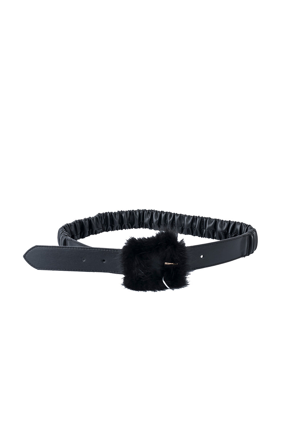 STANESA 人造皮革卷边腰带和毛皮搭扣
