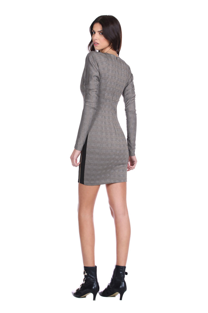 YUTRON 短款蝙蝠翼长袖连衣裙加褶带 t。 breast p. of Wales 加卢勒克斯