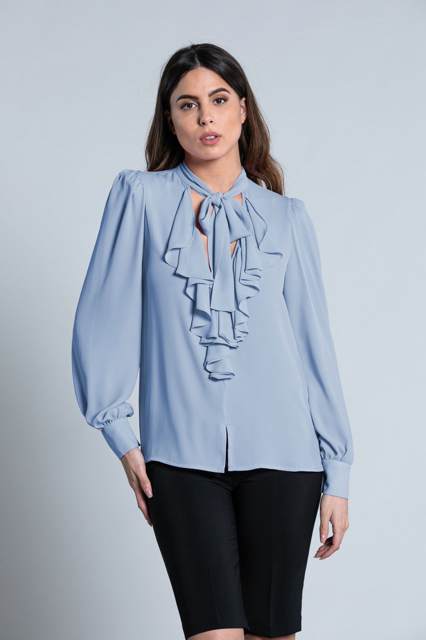 TATE deep sc.v 荷叶边蝴蝶结长袖衬衫