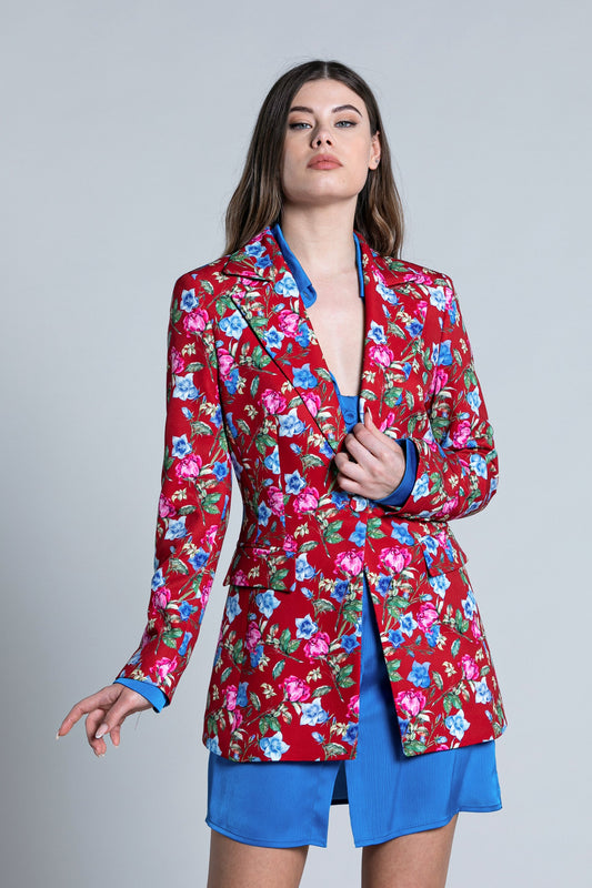 ATTECATI 长袖夹克 2 纽扣带扇形口袋。花卉