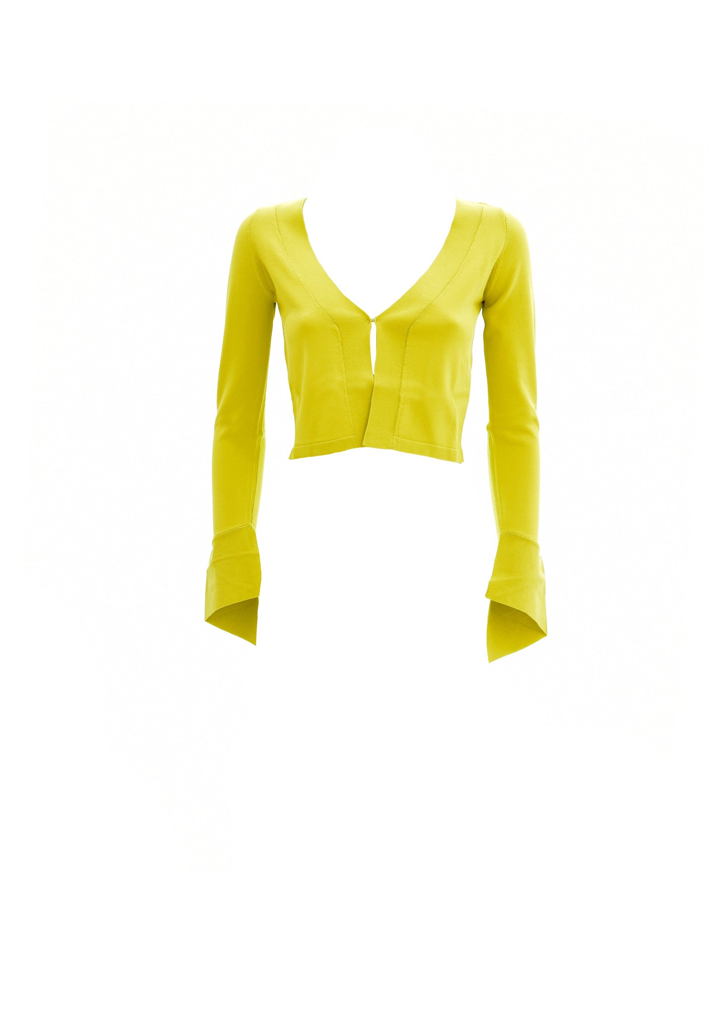 LEONISA纱线开衫短款长袖v领挂钩加宽袖底