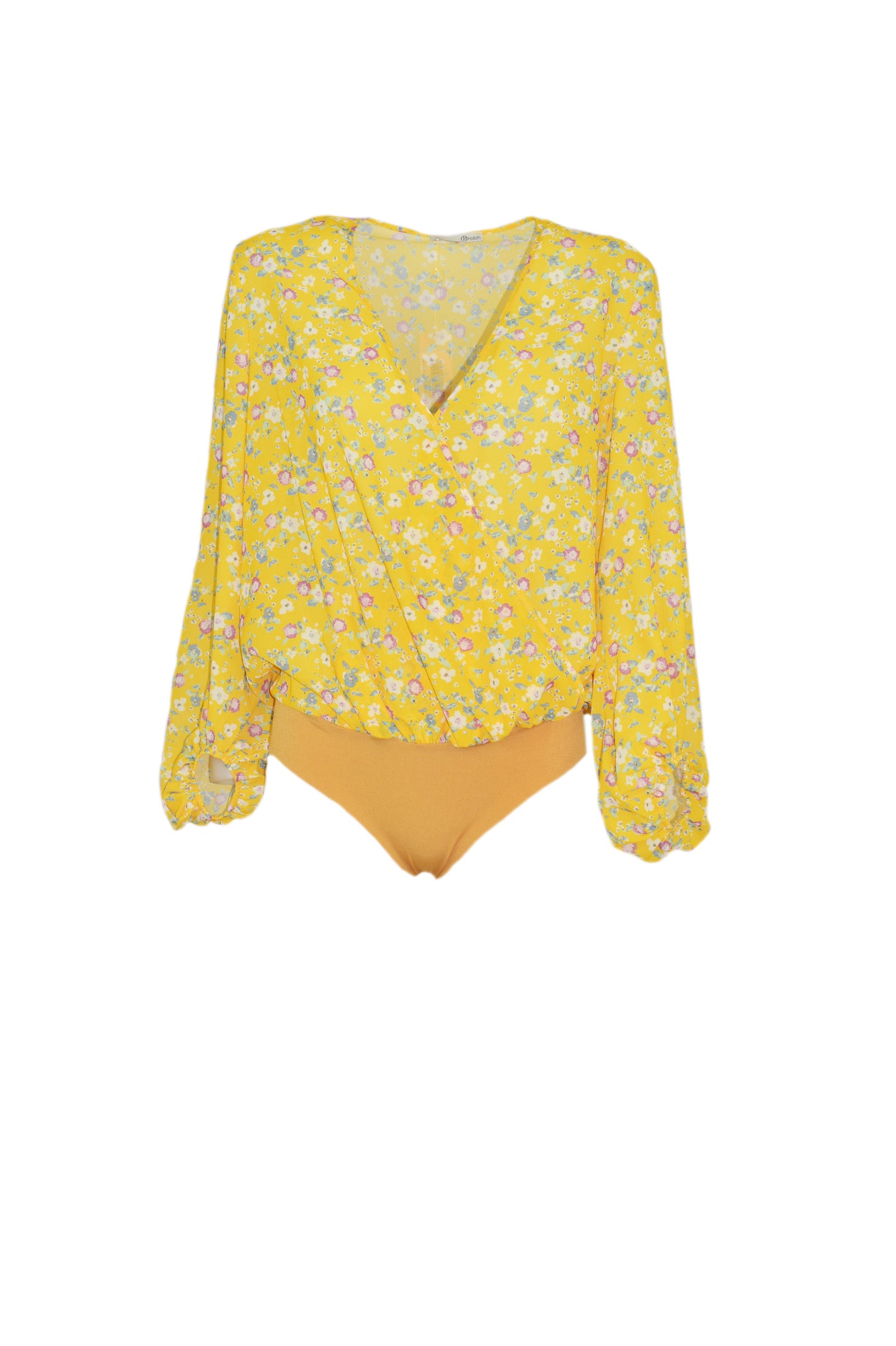 Blouse COLUMN 连体衣长款泡泡袖V领交叉梦幻花朵
