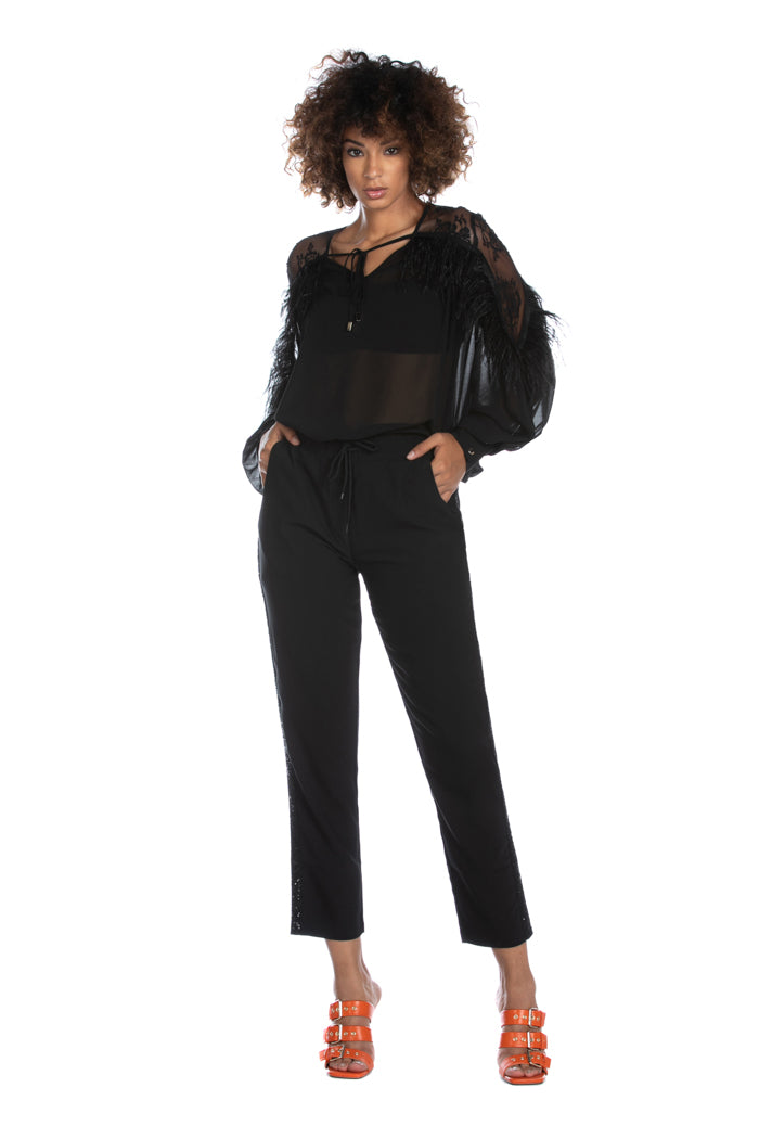 SYRACUSE_BIS 抽绳束带亮片长裤