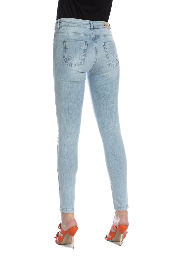 Jeggings 牛仔裤 DAISY/A 修身版型一粒扣两个口袋牛仔撕裂