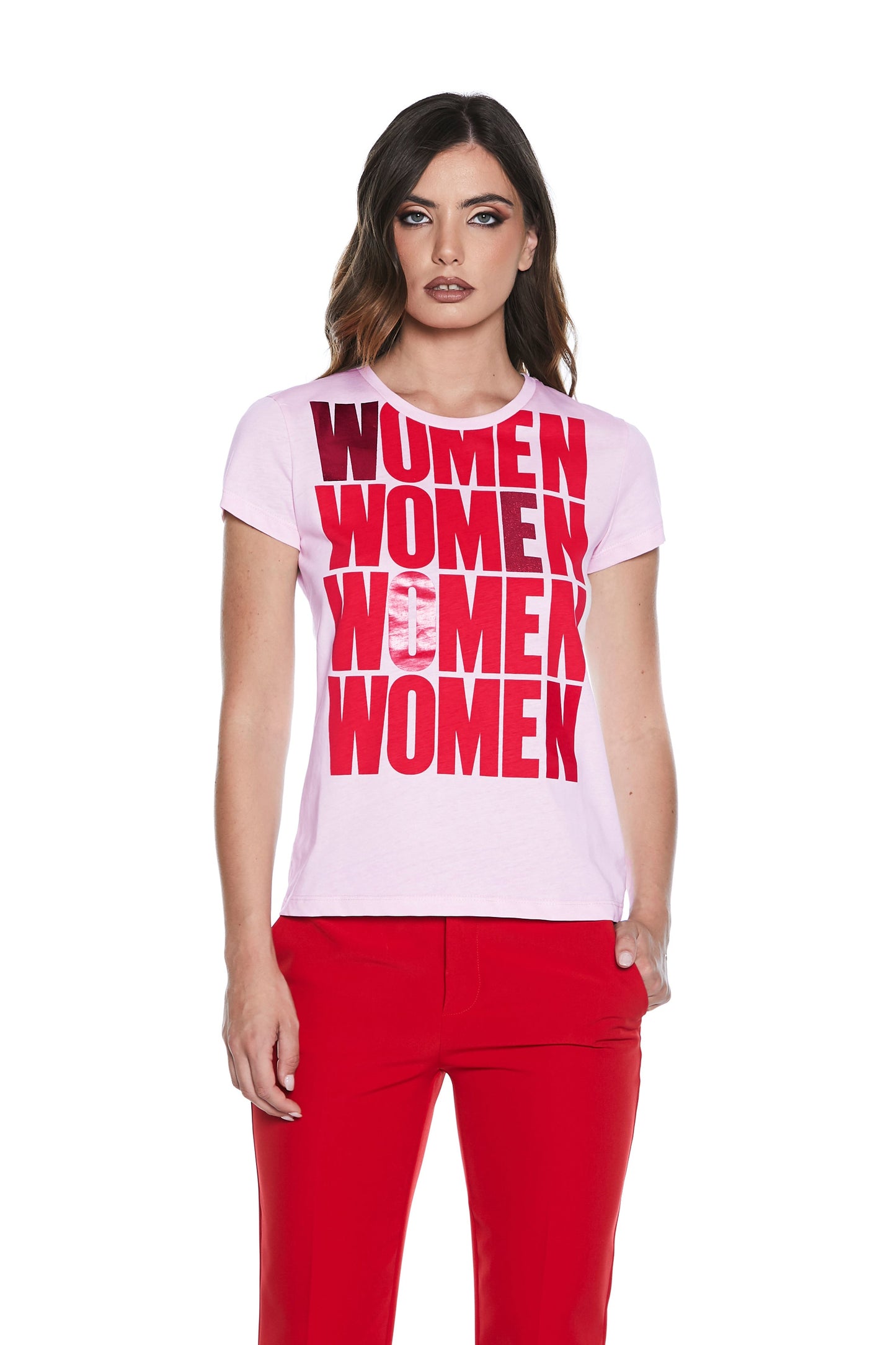 NEMOW 半袖 T 恤,带铝箔印花加闪光女款