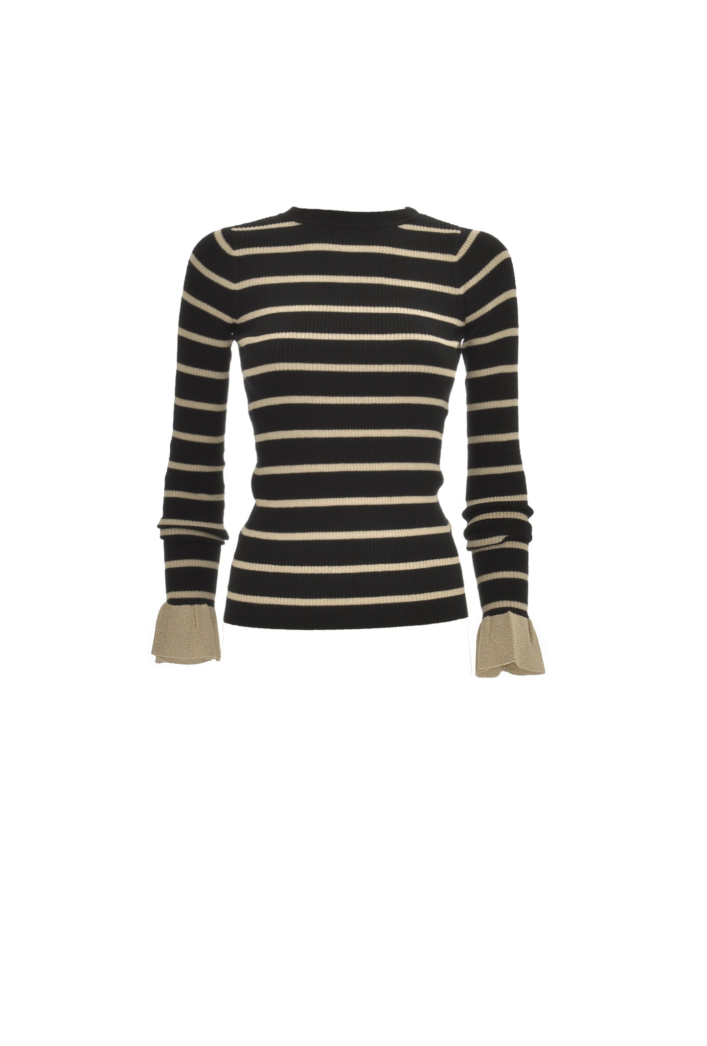 VIZIANA 金银丝背景条纹长袖毛衣