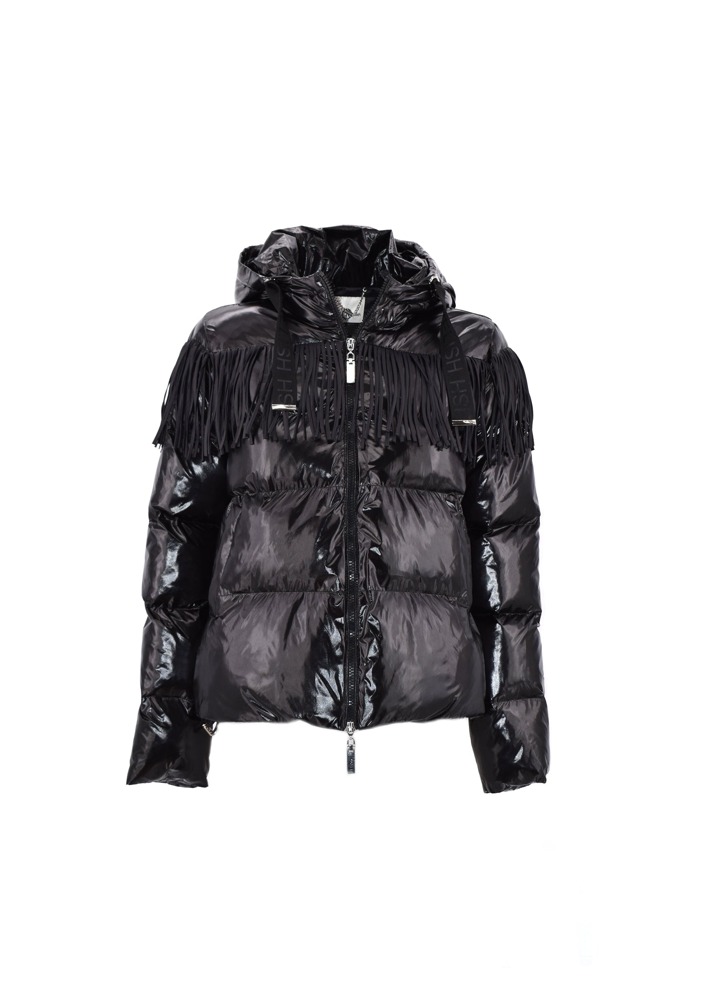 TURVYEDIN 短款长袖羽绒服连帽加抽绳加流苏