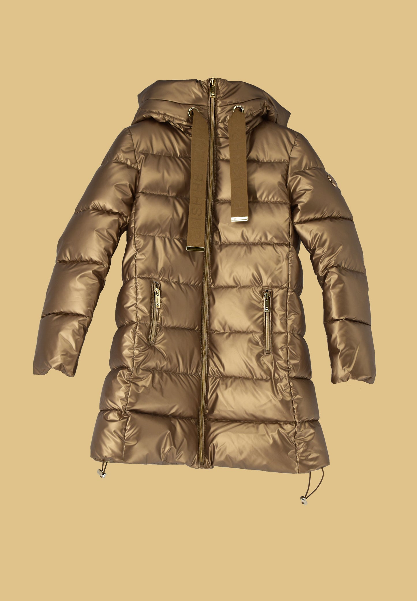 FABICI 长款羽绒服连帽加抽绳加拉链
