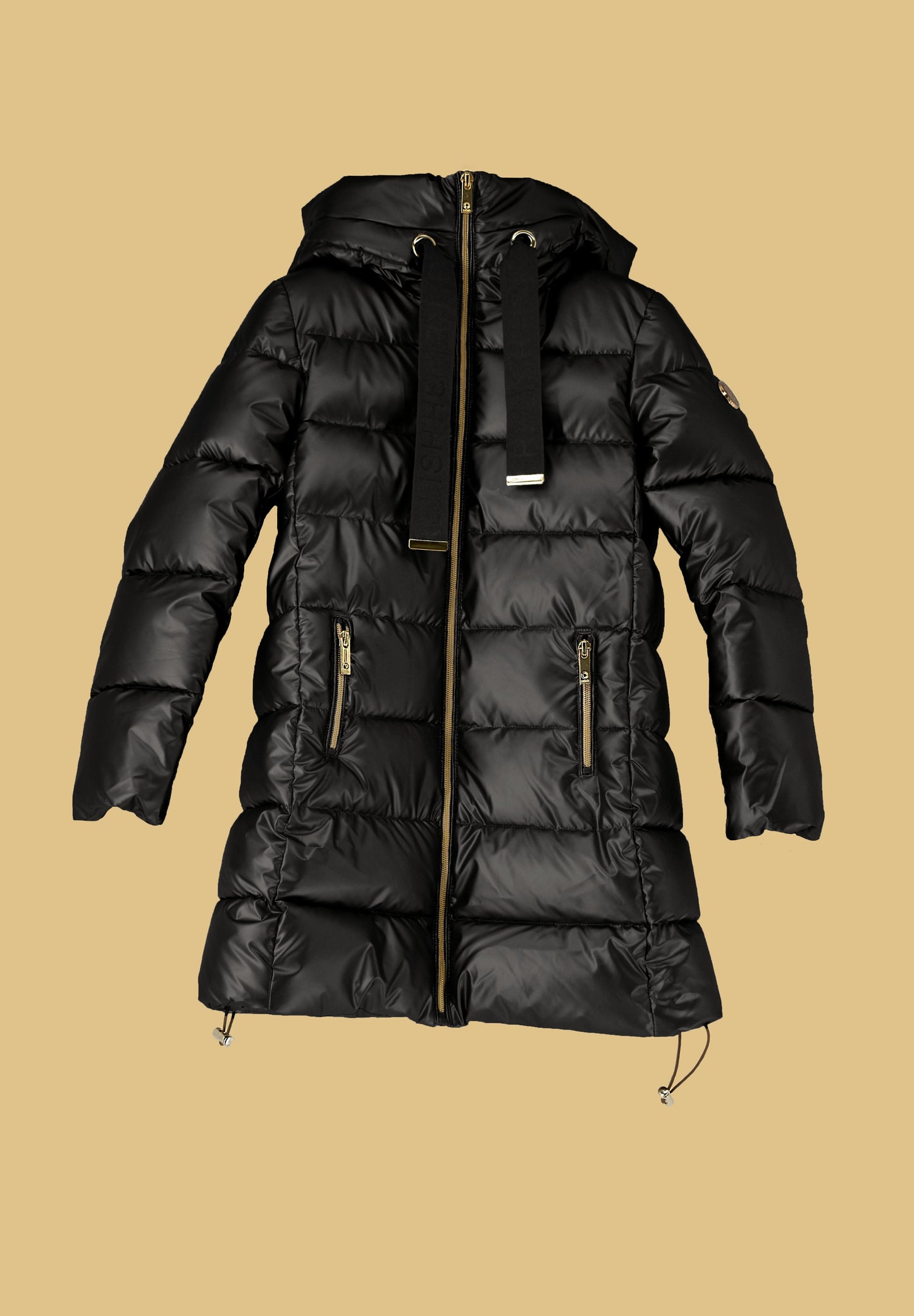 FABICI 长款羽绒服连帽加抽绳加拉链