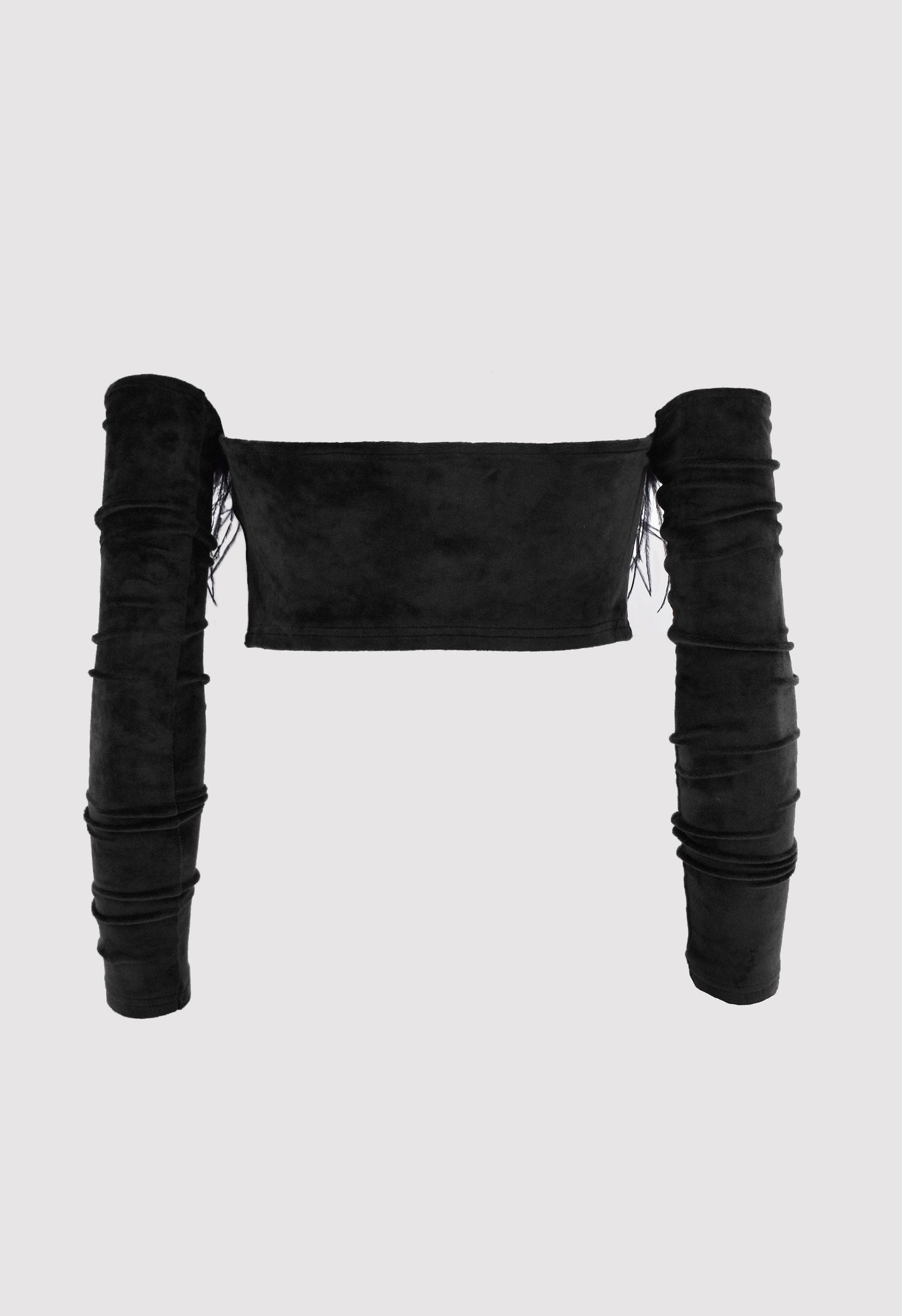 LEONOR 天鹅绒和羽毛袖上衣