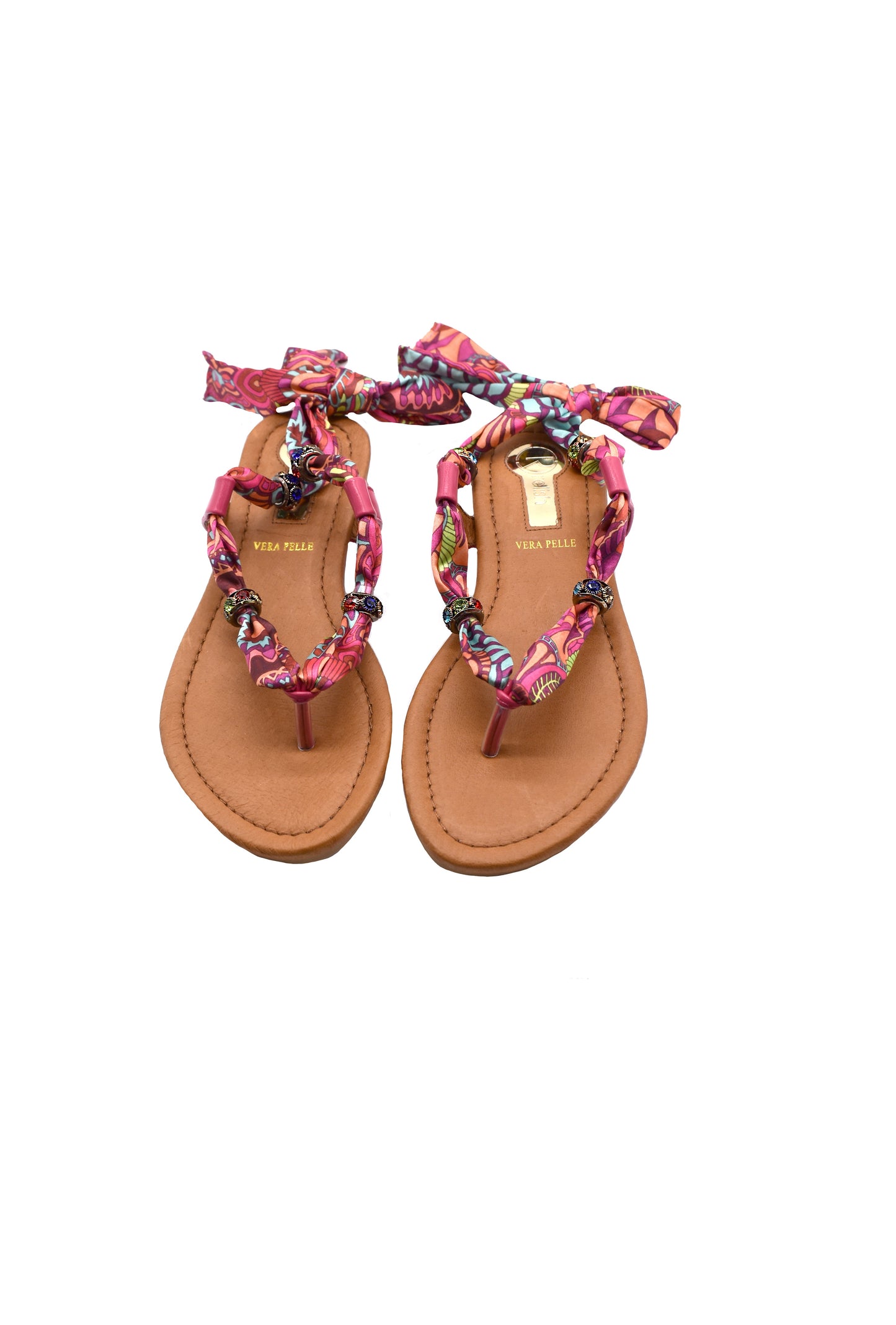 SERAPO 人字拖配卡普里图案围巾和环扣