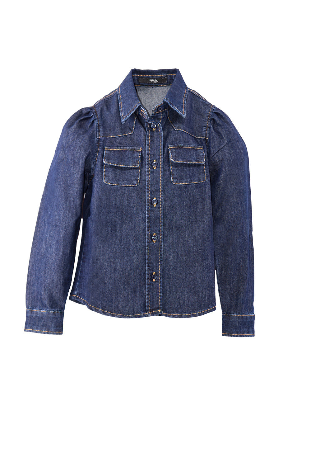 SCENDY 女童衬衫长袖 Arricci 牛仔布青年布