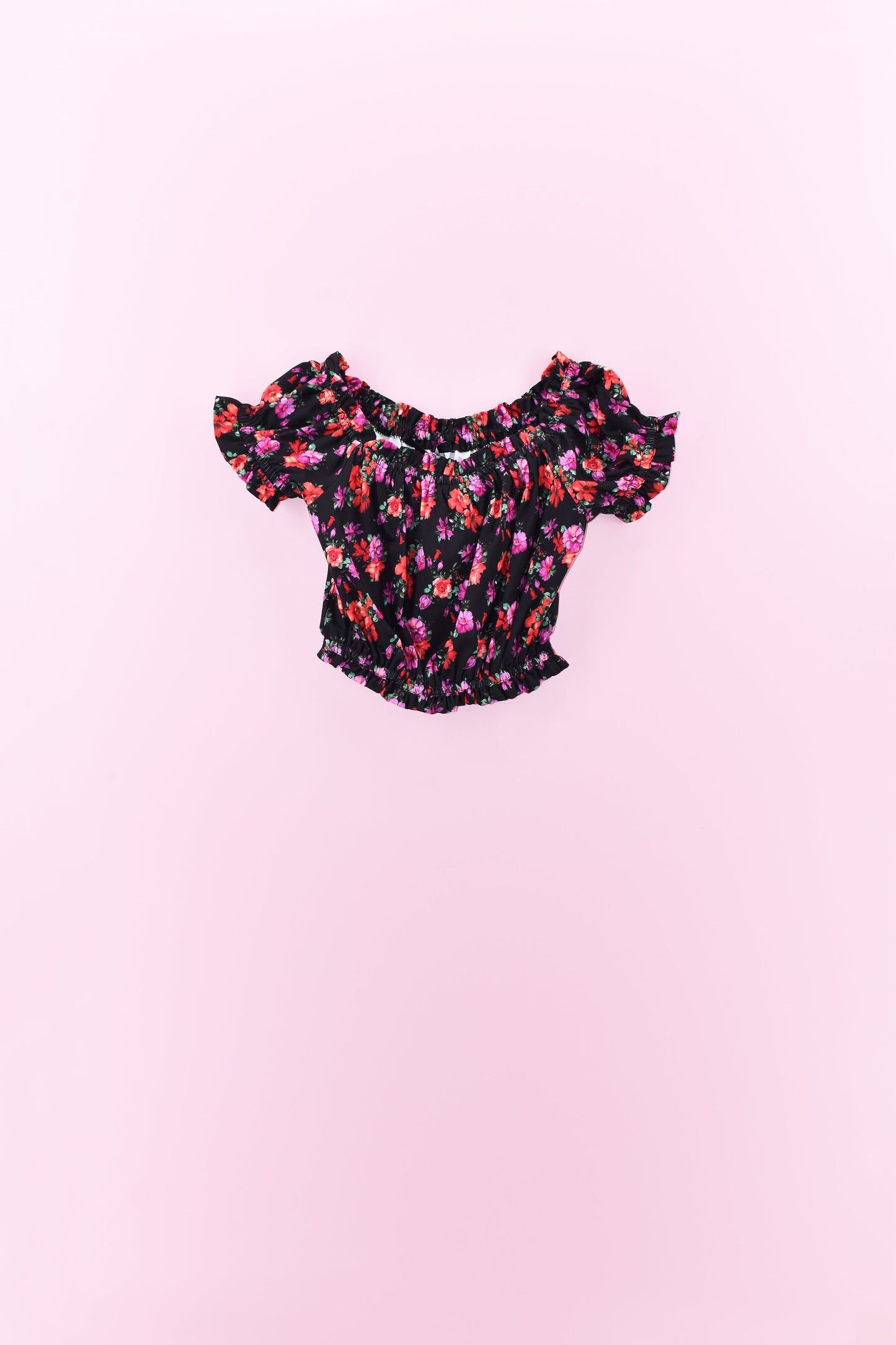 女童 CRA 短款半袖花卉印花卷发上衣