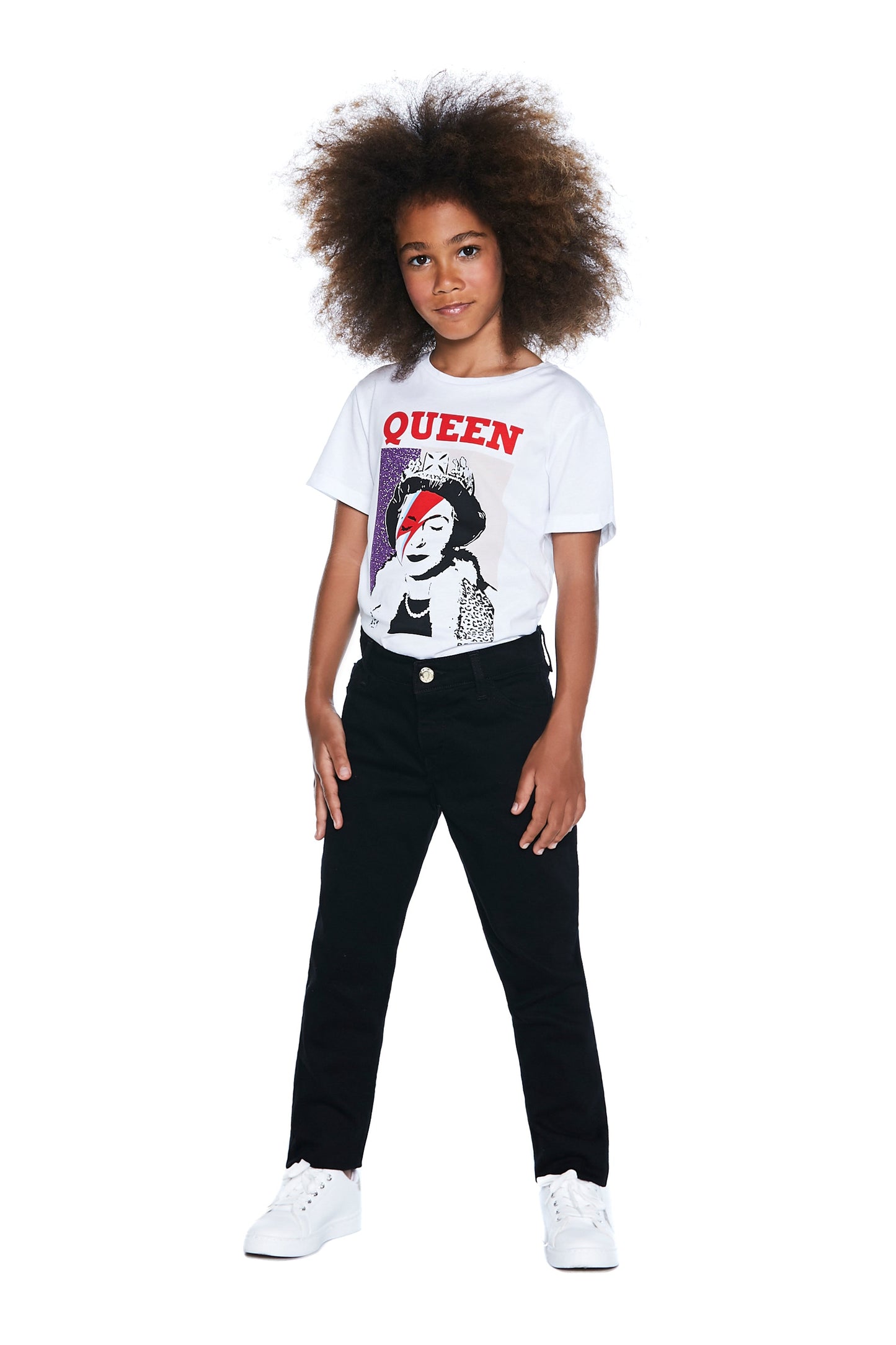 ROYAL 半袖 T 恤,带女王印花和亮片