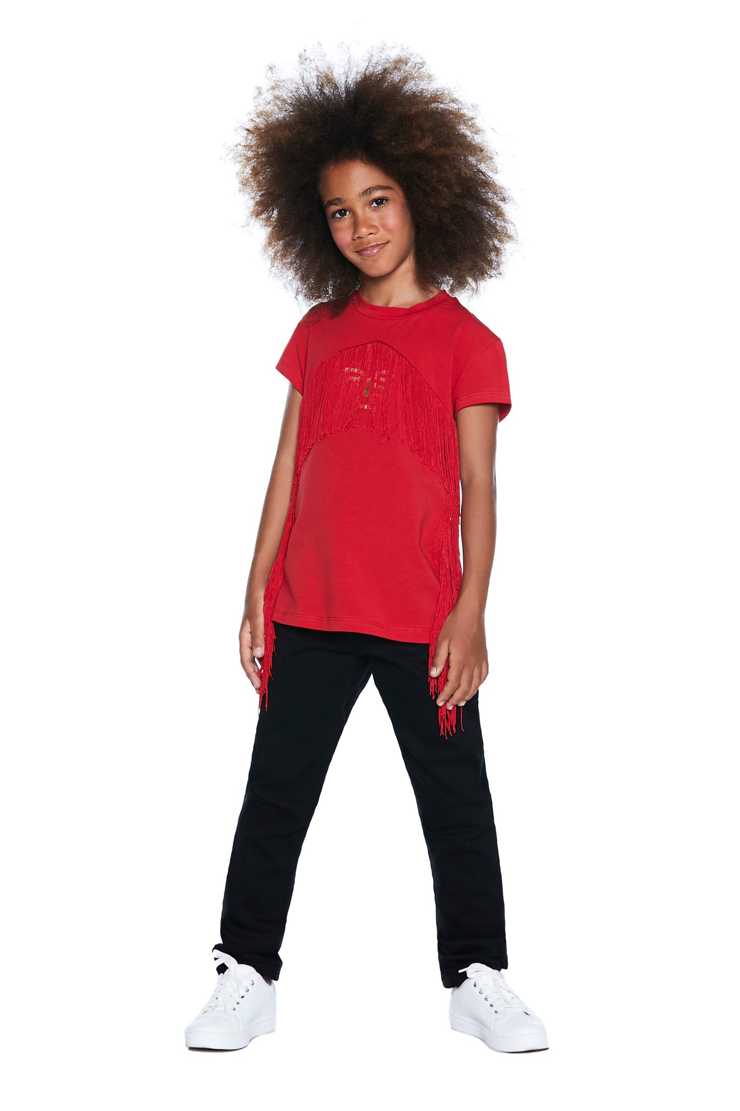 PURTF 半袖 T 恤,带流苏加饰边加层压 rlhs 印花