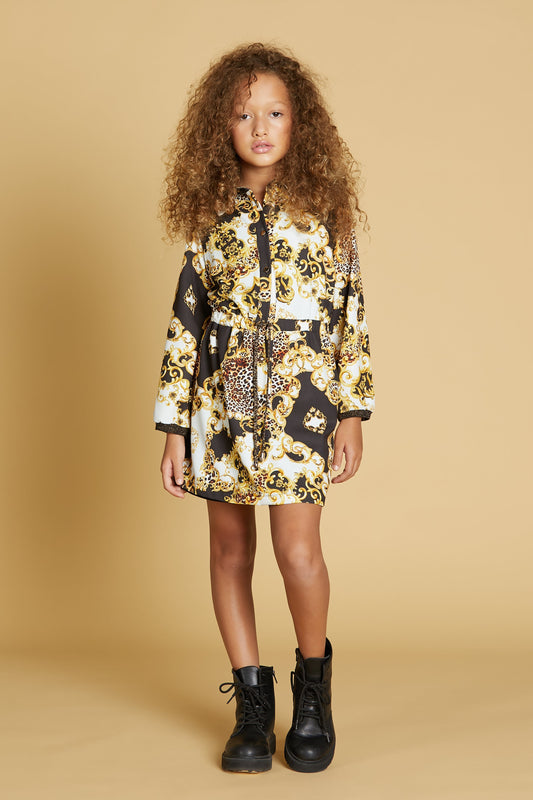 AURIGA 短款裙摆。 plus lurex 插入物 plus spotted f.foulard 抽绳