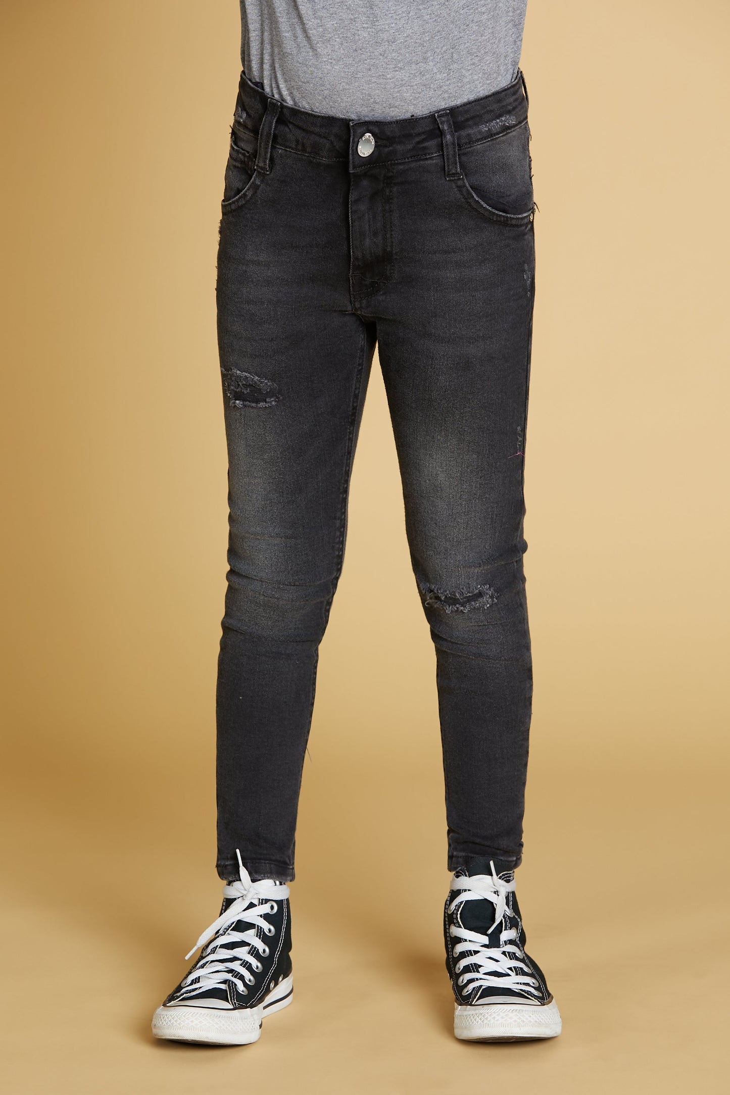 Panta WEZEN 1 bottom.5ts.skinny fit with stranded denim black
