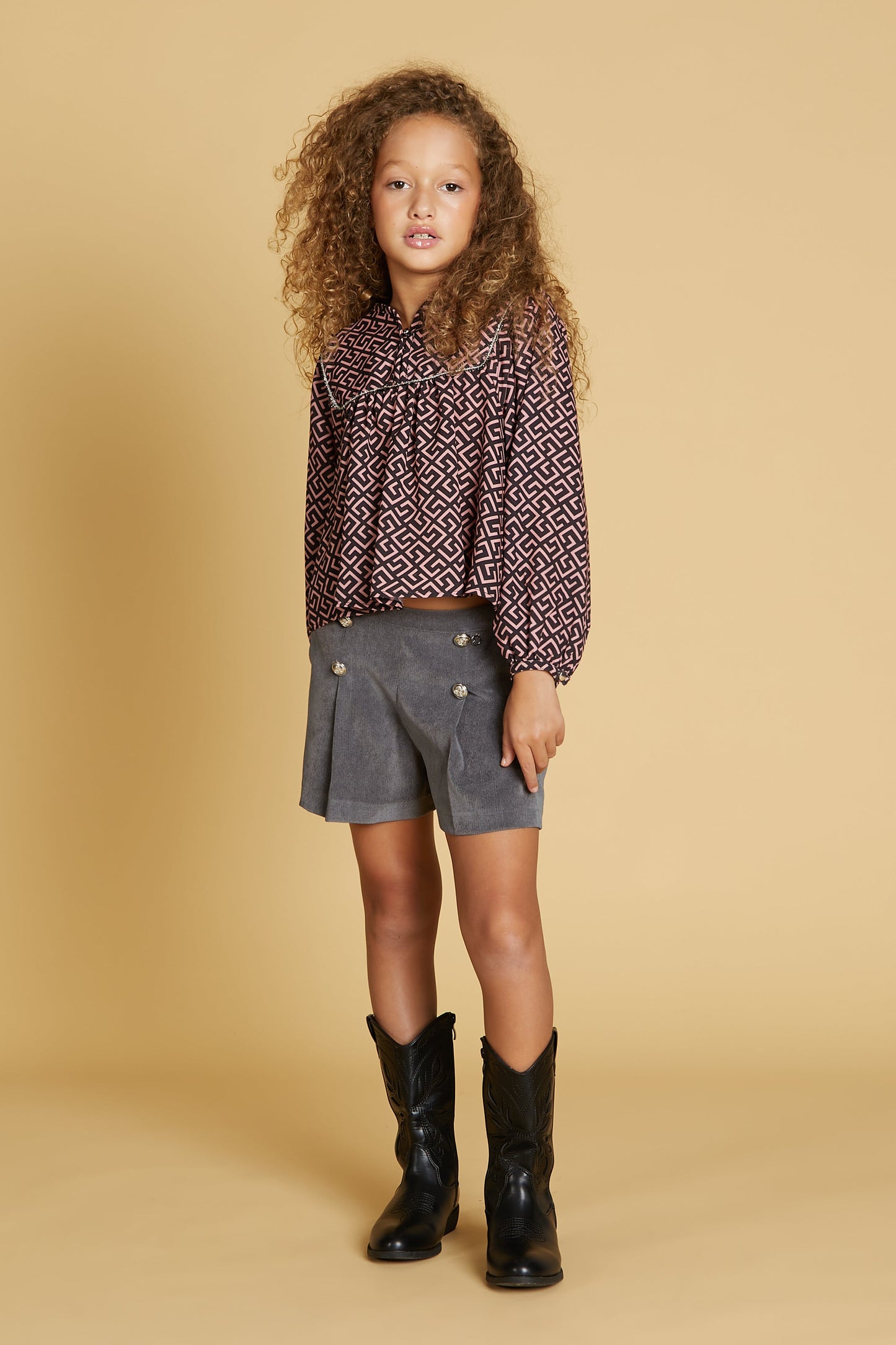 SESTANTE 女式衬衫,带纽扣和光学图案卢勒克斯滚边