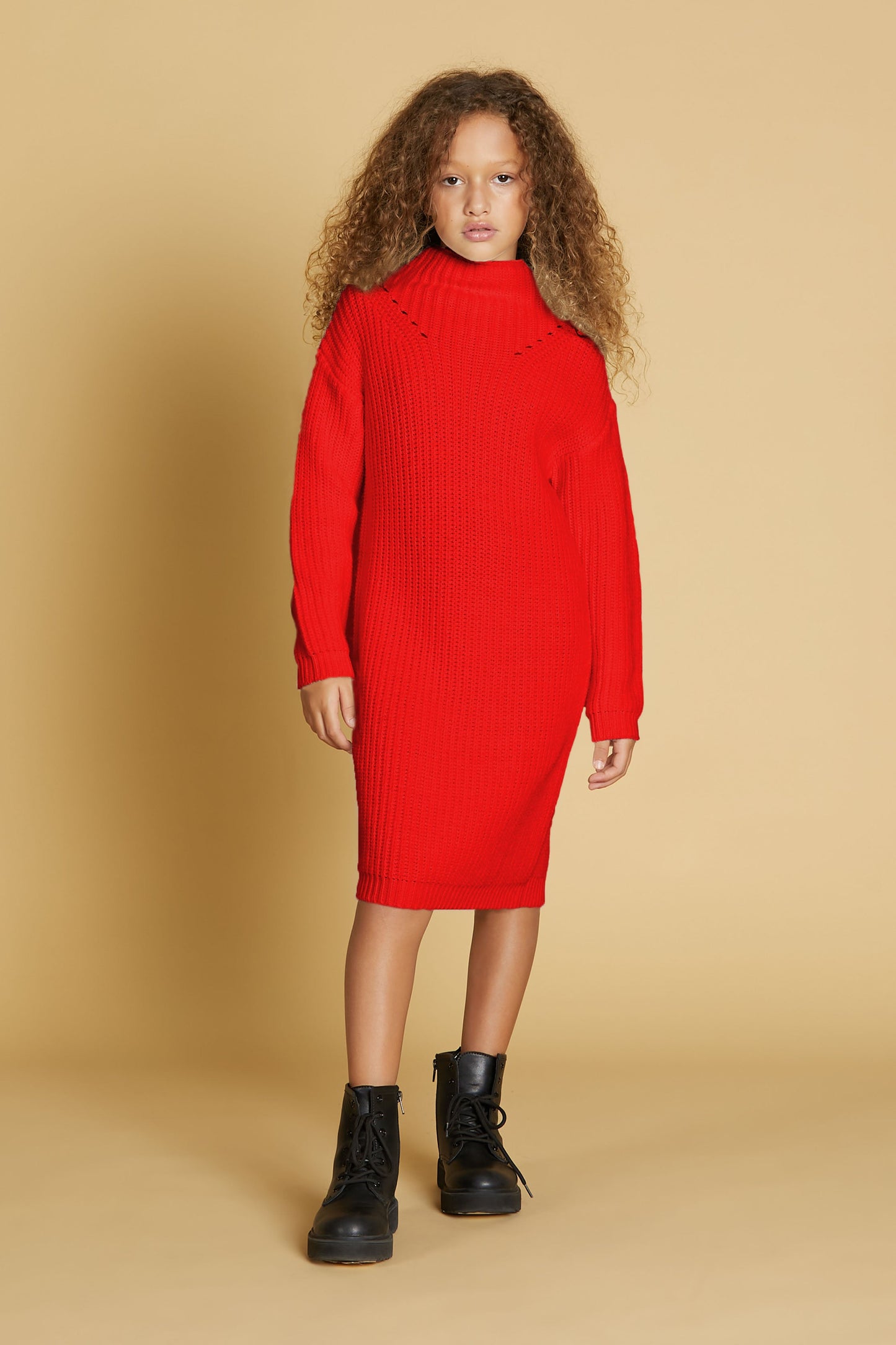 MARSIC 迷你连衣裙短经编高领加纽扣加镂空