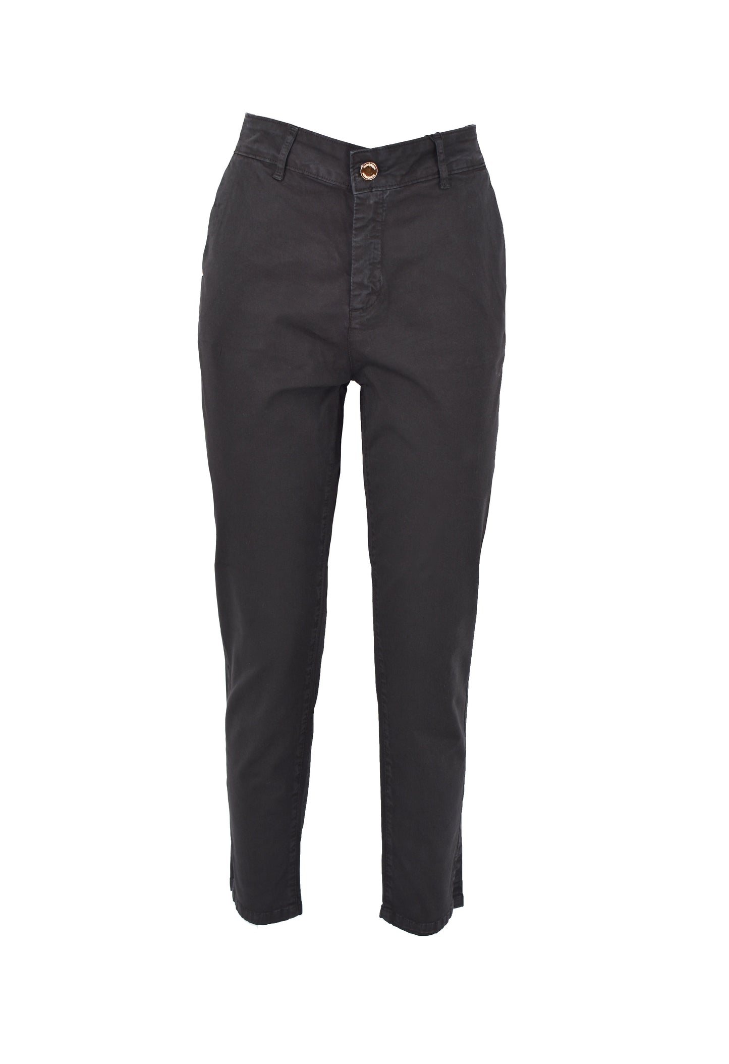 SARTENZ 高腰卡其裤,法式口袋加贴边加底部开衩