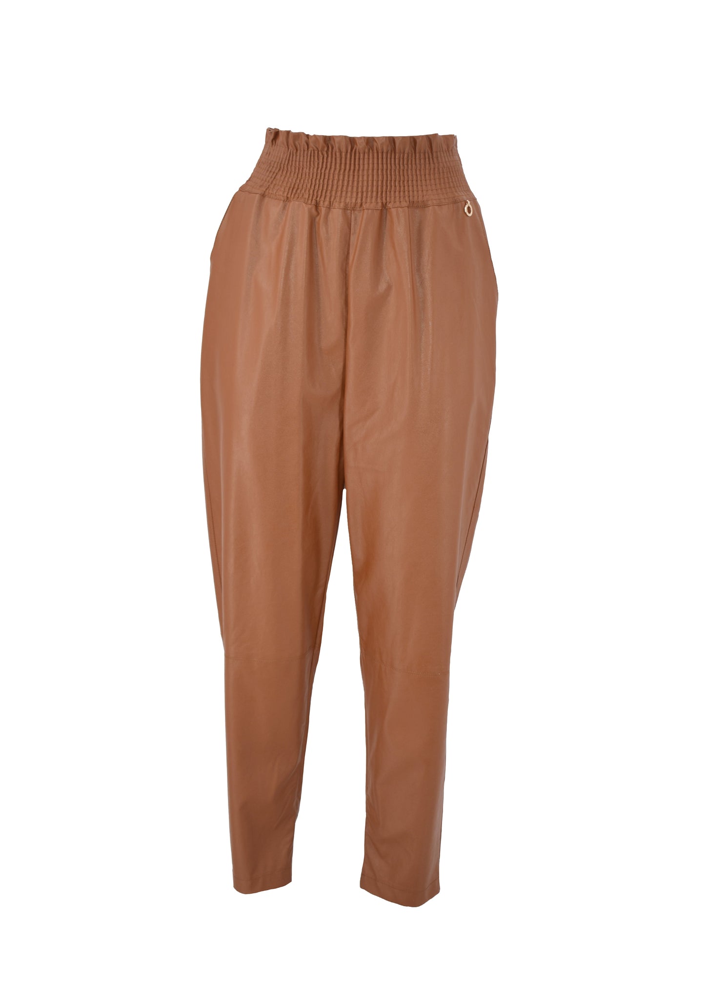 SOGGU 高腰长裤,带皱褶缝线和人造皮口袋