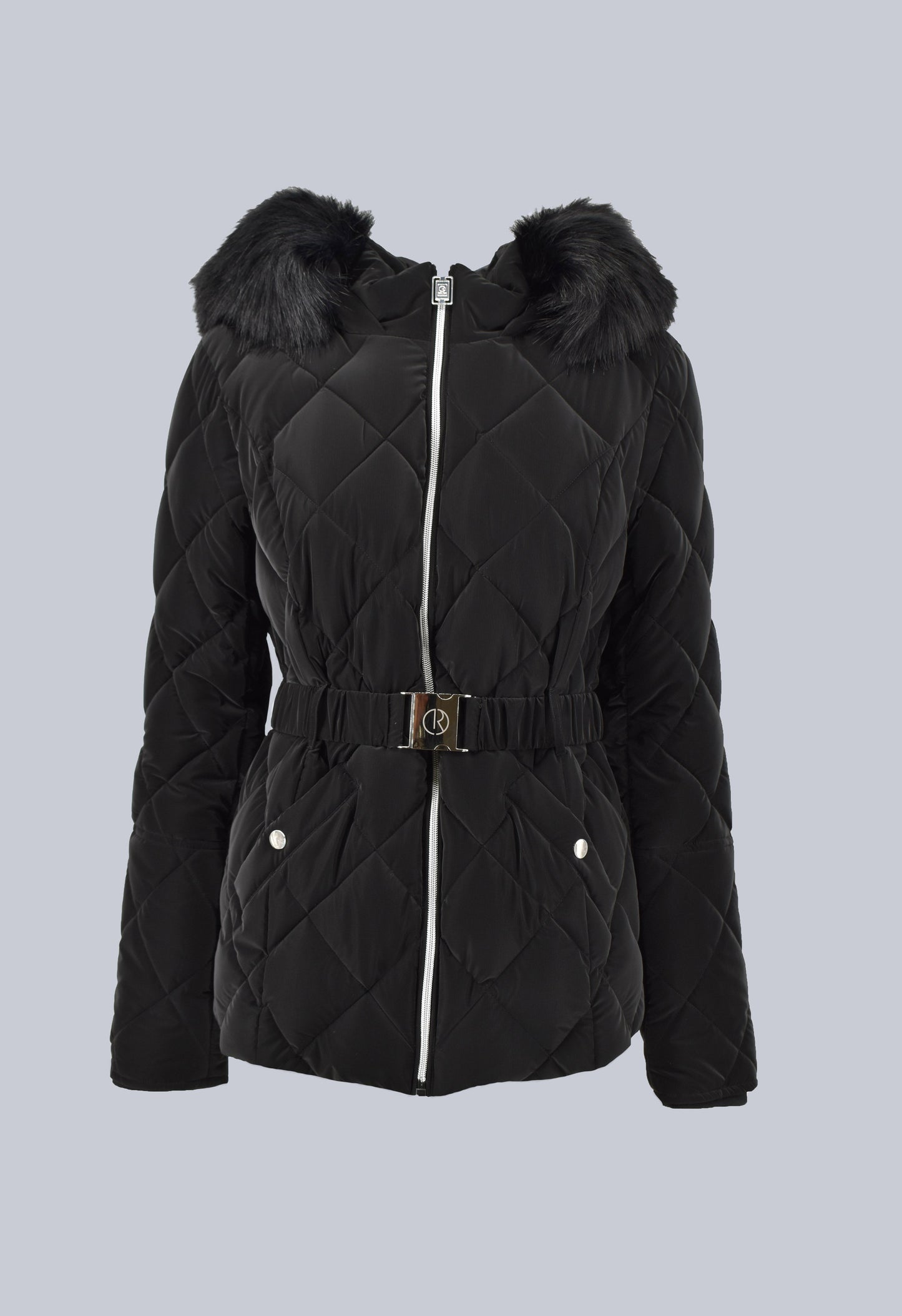 SPORTYU_BIS 连帽长袖羽绒服加可拆卸人造皮草