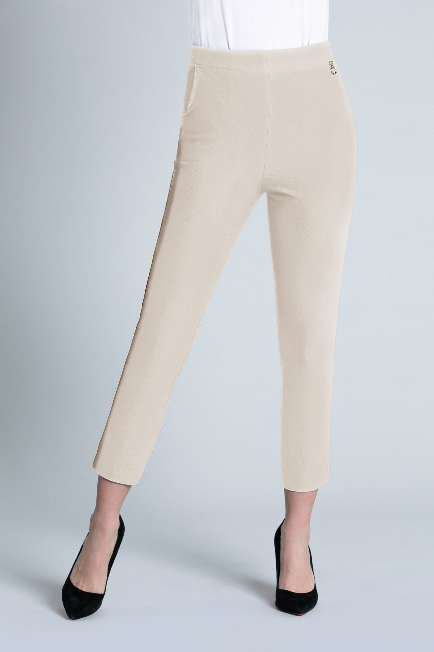 TERF 弹力缎面廓形加法式口袋高腰长裤