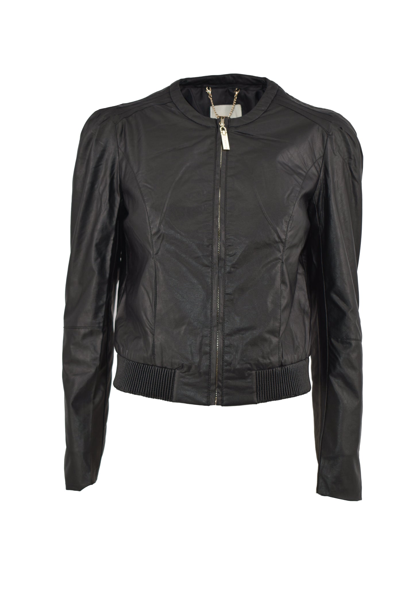 TRUIS 长袖夹克,带肩部装饰,加拉链加口袋,人造皮革底部有松紧带