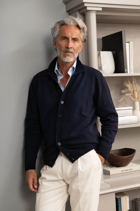 蓝色开衫 – 意大利制造