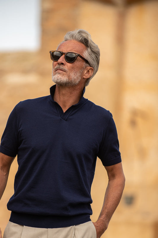 蓝色棉质 Polo 衫 - 意大利制造