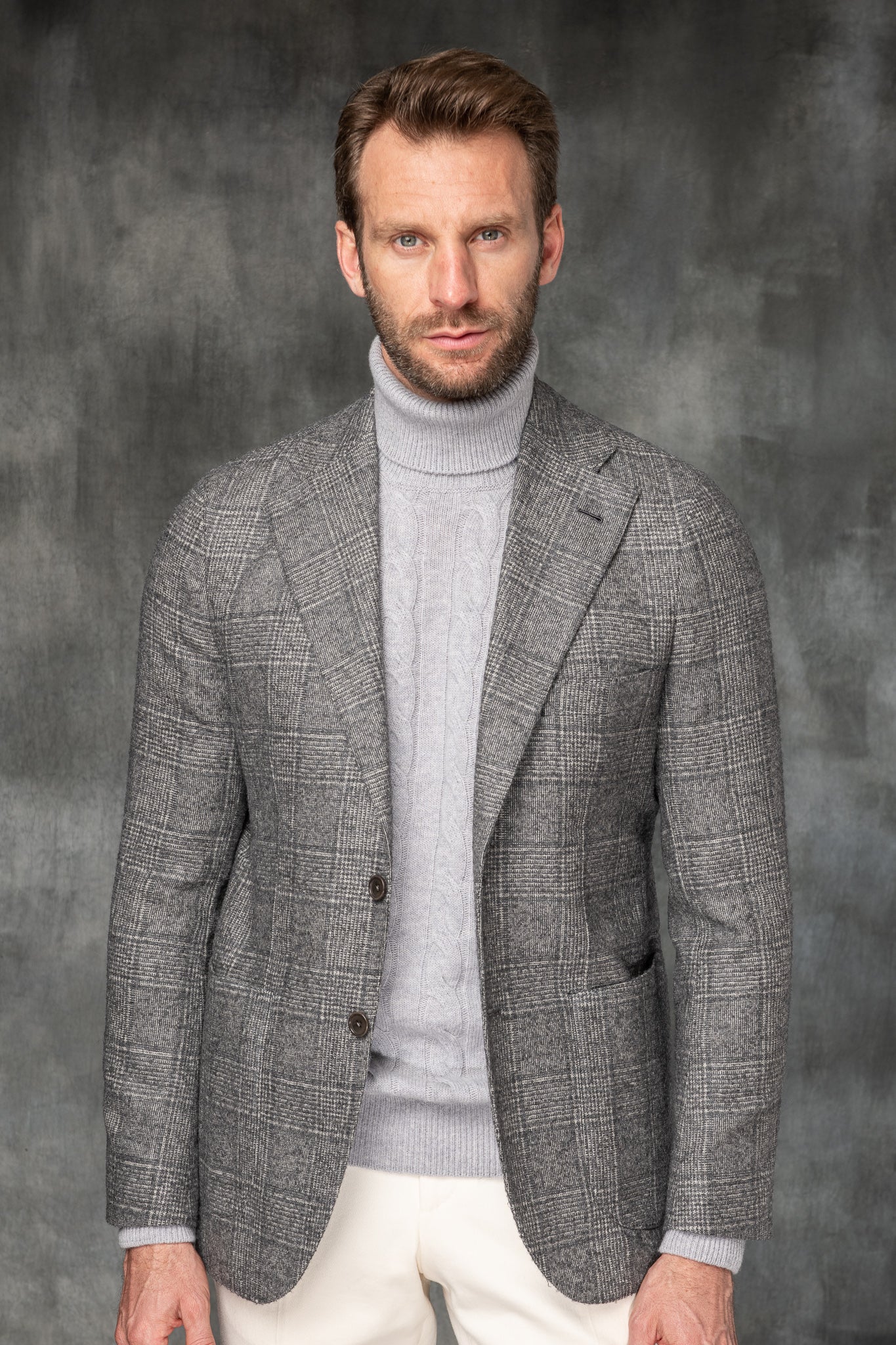 Loro Piana 羊驼毛灰色威尔士亲王格夹克 - 意大利制造