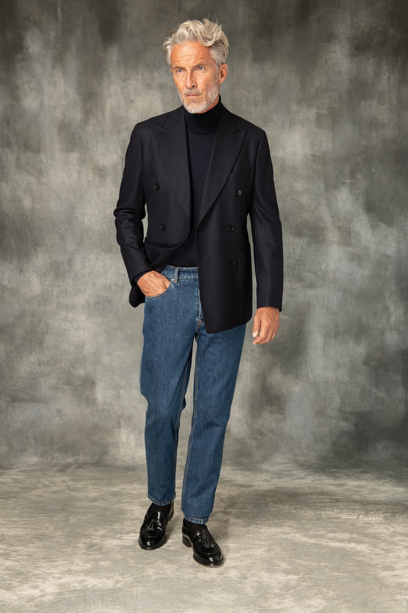 中蓝色牛仔裤 - Candiani 棉 - 意大利制造