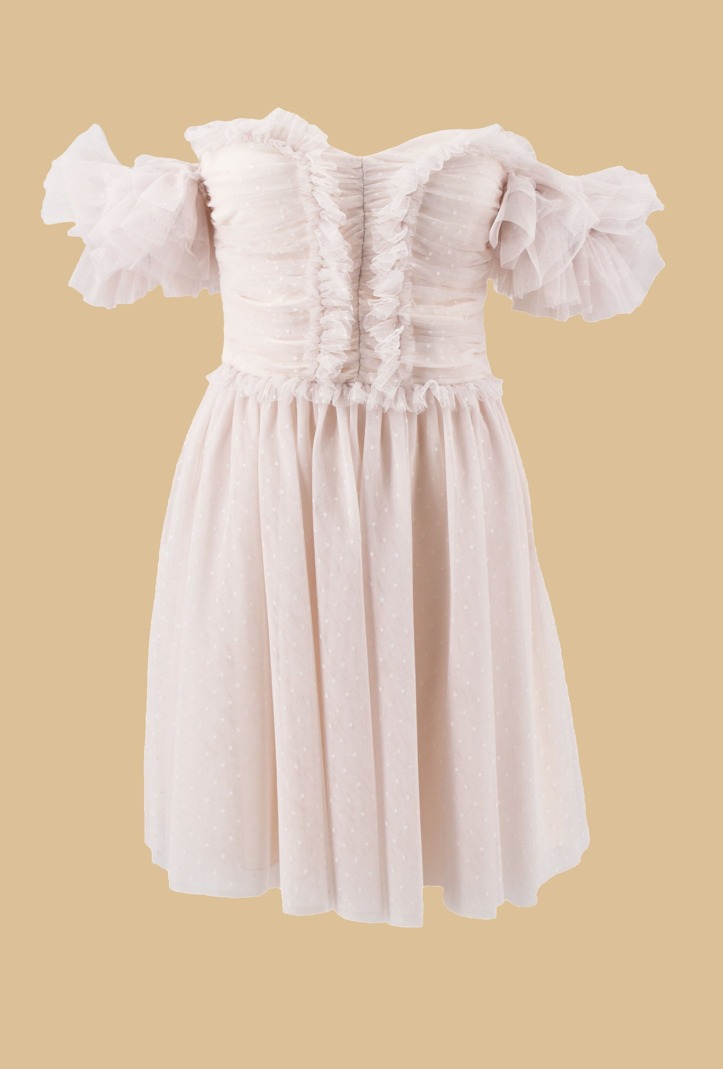 PRINCED 荷叶边短半袖连衣裙 sc.barca corp.with pleat plus plumetis skirt