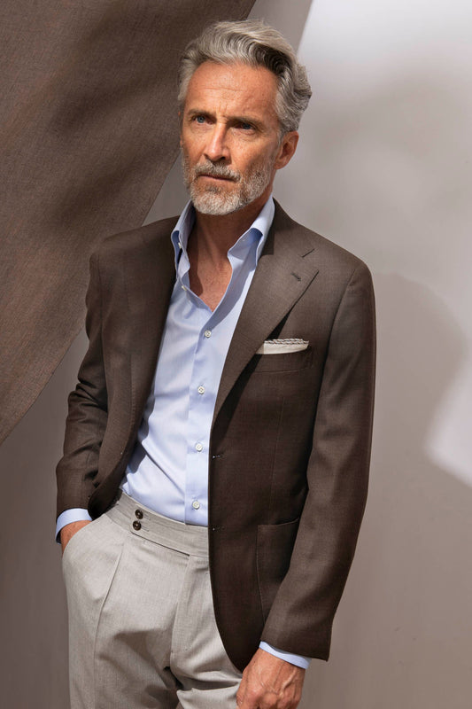 LORO PIANA Pecora Nera® 羊毛棕色夹克 - 意大利制造