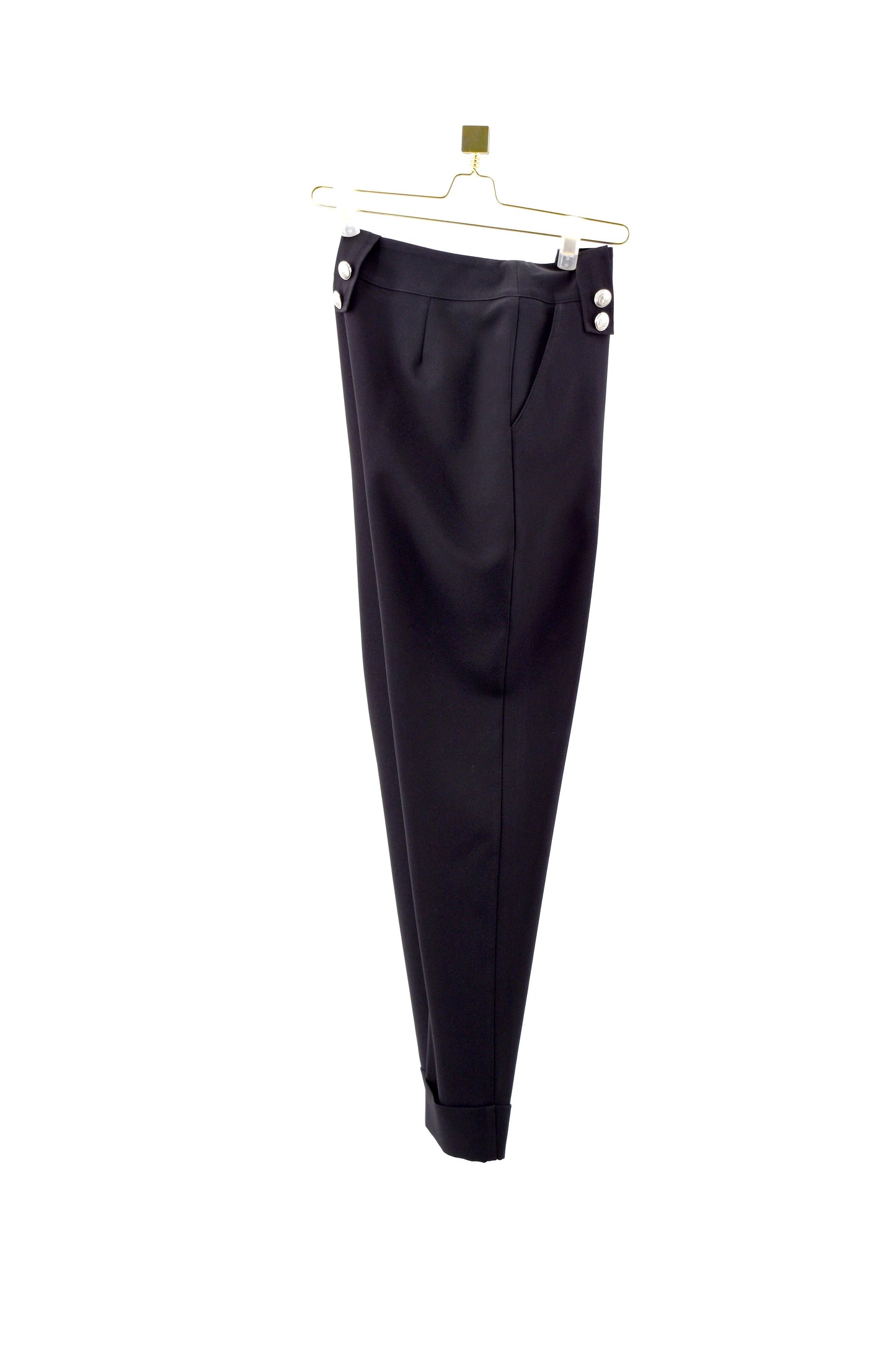 SIVLING 青蛙加军团纽扣高腰长裤带口袋加袖口