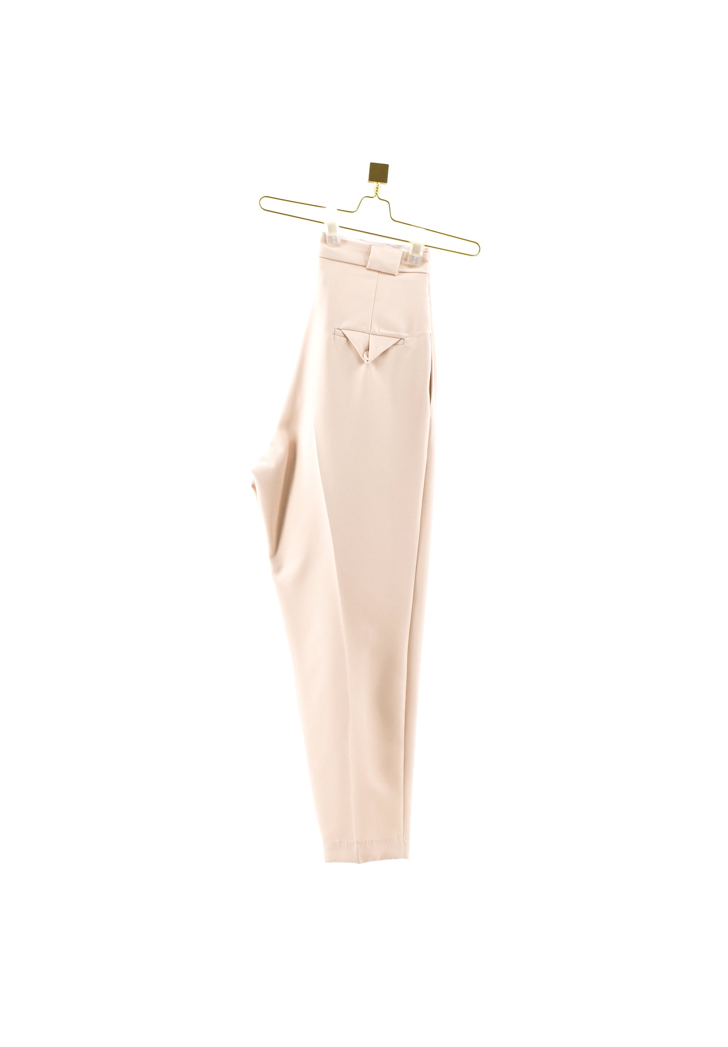 SETMU_BLACK 高腰长裤，带褶皱、腰带环和贴边口袋