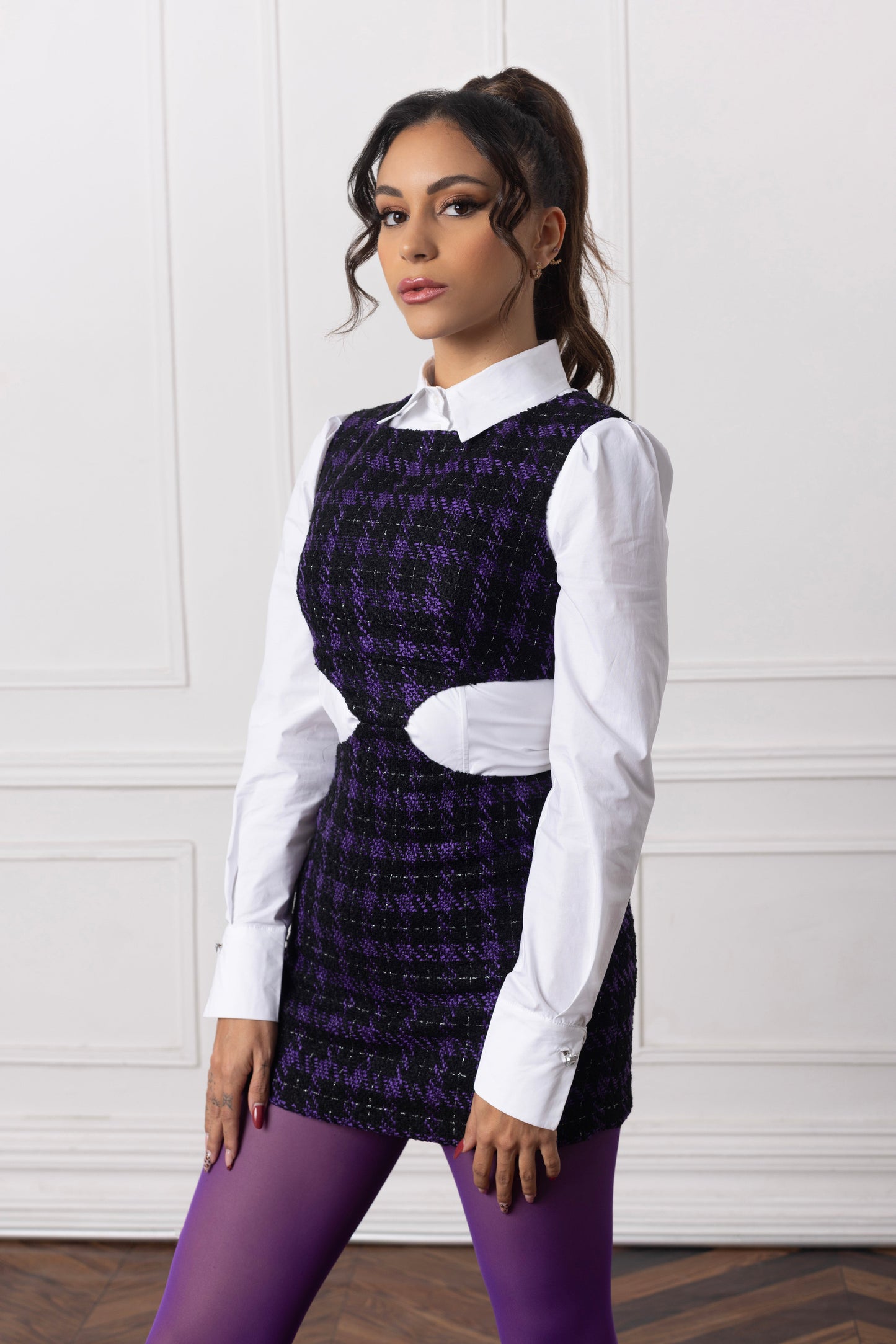 ZOSMAE 衬衫，胸前有开口和珠宝纽扣