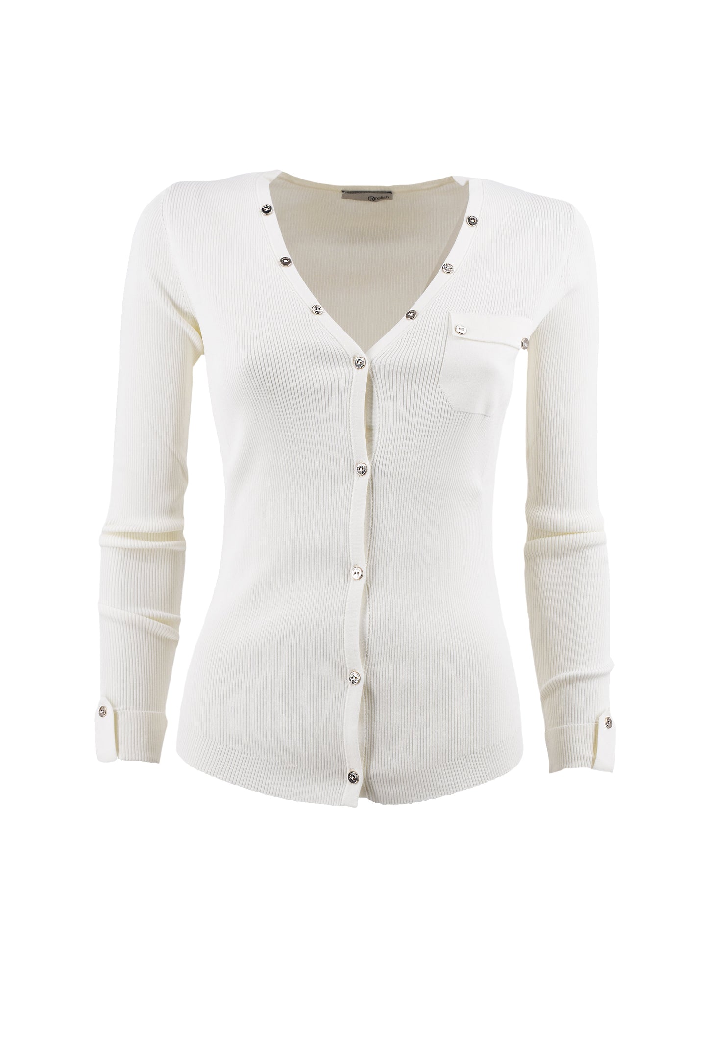 MARLIKS开衫长袖罗纹翻领加口袋加纽扣